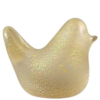 LABELLED Isle of Wight Studio Gold Leaf Clear Glass Bird (image for) LABELLED Isle of Wight Studio Gold Leaf Clear Glass Bird