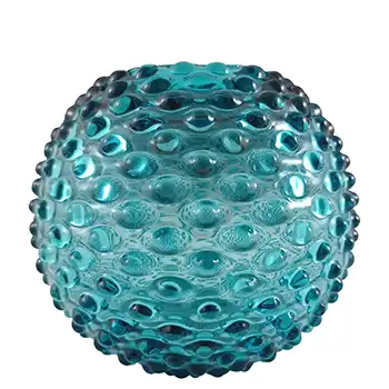 (image for) Borske Sklo Vintage Blue Glass Spherical 'Knobble' Globe Vase