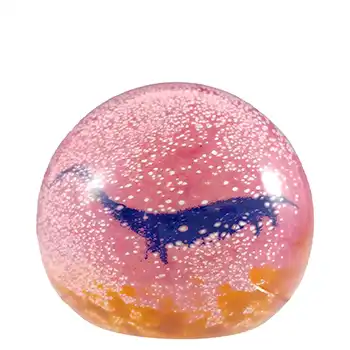 (image for) MARKED Caithness Pink Glass "Dinosaurs" Scottish Paperweight