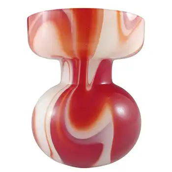 (image for) Carlo Moretti Marbled Red & White Murano Glass Vase - Labelled