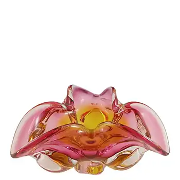 (image for) Chřibská #240/5/20 Czech Pale Pink & Orange Glass Bowl by Hospodka