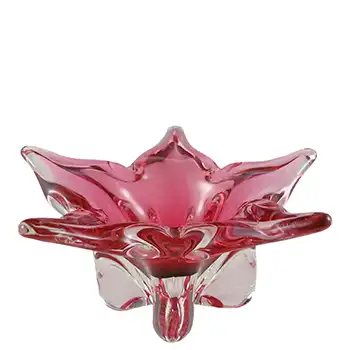 (image for) Chřibská #404/5/22 Czech Pink & Clear Glass Bowl