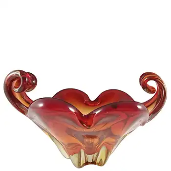 (image for) Murano Italian Red & Amber Glass Vintage Sculpture Bowl