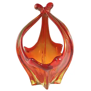 (image for) Cristallo Venezia CCC Murano Red & Amber Cased Glass Bowl