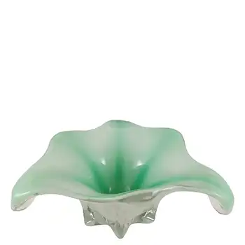 (image for) Cristallo Venezia CCC Murano Green & White Cased Glass Bowl