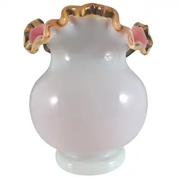 (image for) Victorian Opaque Custard Glass Pink & Ivory Cased Vase