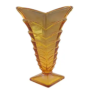 (image for) Libochovice #1595 Czech Art Deco Vintage Amber Glass Vase