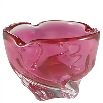 (image for) Chřibská #331/2/9 Czech Pink & Clear Glass Bowl