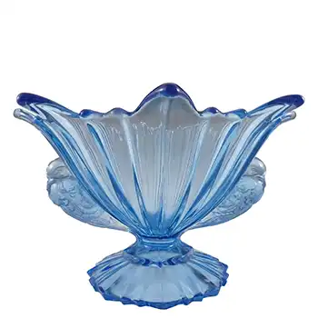 (image for) STS Abel Art Deco 1930's Blue Glass Bird Centrepiece Bowl