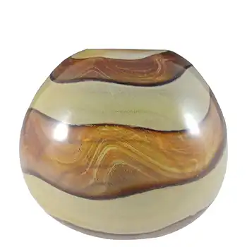 (image for) SIGNED Mdina 'Earthtones' Maltese Brown & Sandy Glass Globe Vase