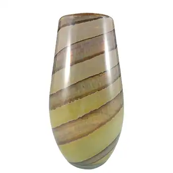 (image for) SIGNED Mdina 'Earthtones' Maltese Brown & Sandy Glass Ovoid Vase