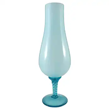 (image for) Empoli Vintage Italian Pale Blue Cased Glass Footed Vase