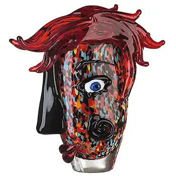 Gilde Handwerk Chinese Red & Black Glass Picasso Style Face Vase (image for) Gilde Handwerk Chinese Red & Black Glass Picasso Style Face Vase