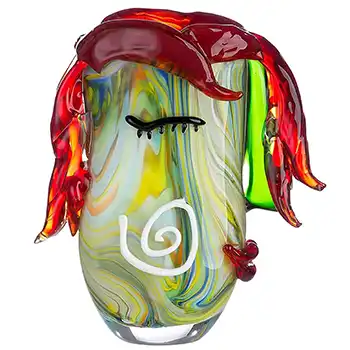 (image for) Gilde Handwerk Multicoloured Glass Picasso Style Face Vase