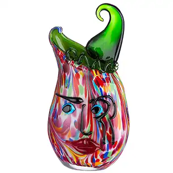 Gilde Handwerk Chinese Red, White & Green Glass Picasso Style Face Vase (image for) Gilde Handwerk Chinese Red, White & Green Glass Picasso Style Face Vase