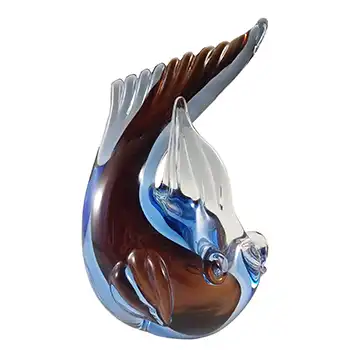 (image for) Murano Venetian Red & Blue Sommerso Glass Fish Sculpture