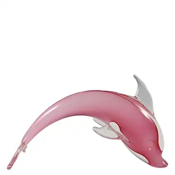 (image for) Murano Venetian Pink Cased Glass Vintage Dolphin Sculpture