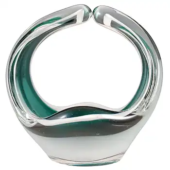 (image for) SIGNED Flygsfors Coquille Green Glass Bowl by Paul Kedelv