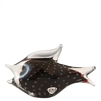 (image for) LABELLED FM Konstglas / Marcolin Black Glass Controlled Bubbles Fish