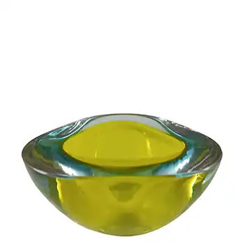 (image for) Murano Yellow & Blue Sommerso Glass Triangular Geode Bowl