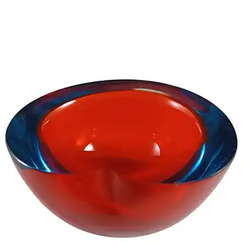 (image for) Murano Red & Blue Sommerso Glass Vintage Kidney Geode Bowl