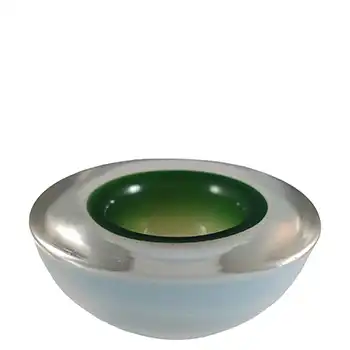 (image for) Murano Green & Opalescent White Sommerso Glass Geode Bowl