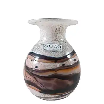 (image for) LABELLED Gozo Maltese Pink & Orange Glass 'Seashell' Vase