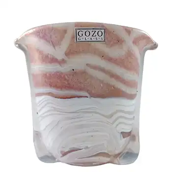(image for) SIGNED Gozo Maltese Vintage Glass 'Sunshine' Lobed Vase