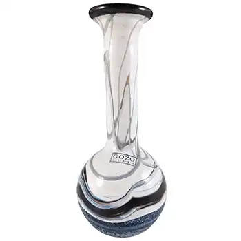(image for) SIGNED Gozo Maltese Black & White Glass 'Noir' Vase