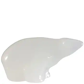 (image for) MARKED Hadeland Opaline White Glass Norwegian Bear Sculpture