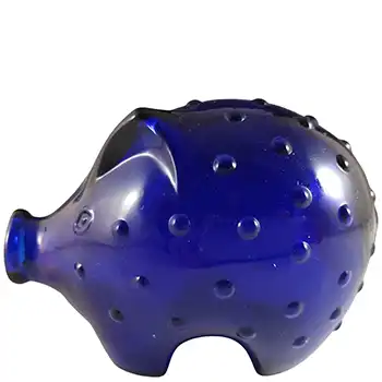 (image for) Holmegaard Piggy Bank / Money Box in Blue Glass by Jacob E Bang