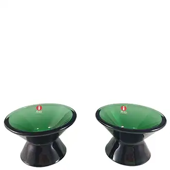 (image for) Iittala Pair of Green Glass Kaj Franck 'Kartio' Candle Votives / Holders