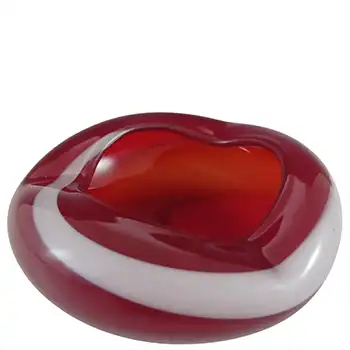 (image for) Japanese Red & White Striped Retro Glass Bowl / Ashtray