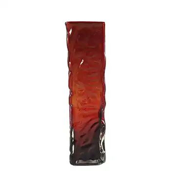 (image for) Tajima Japanese "Best Art Glass" Textured Bark Red Glass Vase