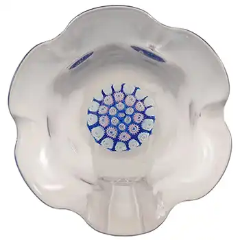 John Deacons STK St Kilda Blue, Pink & Clear Glass Millefiori Bowl (image for) John Deacons STK St Kilda Blue, Pink & Clear Glass Millefiori Bowl
