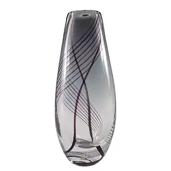 (image for) SIGNED Kosta Boda Glass Purple Threads Vase by Vicke Lindstrand