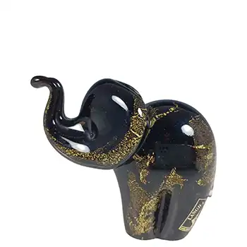 (image for) SIGNED & MARKED Langham Black & Gold Glass Elephant