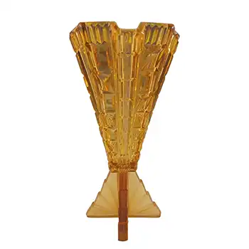 (image for) Libochovice #1896 Czech Art Deco Amber Glass Rocket Vase