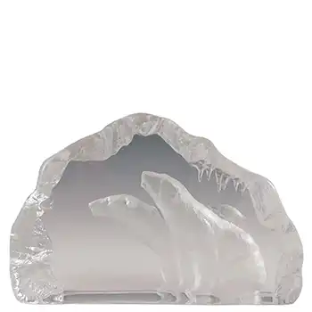(image for) SIGNED LARGE Mats Jonasson / Royal Krona #33153 Glass Polar Bears Sculpture