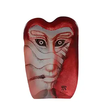 (image for) SIGNED Mats Jonasson #8165 Glass 'Kiwok' Masqot Face Sculpture
