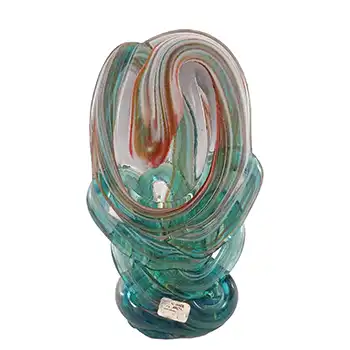(image for) SIGNED Mdina Maltese Blue & Brown Glass Knot Sculpture