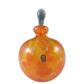 (image for) SIGNED Mdina Vintage Speckled Orange Glass Decorative Bottle