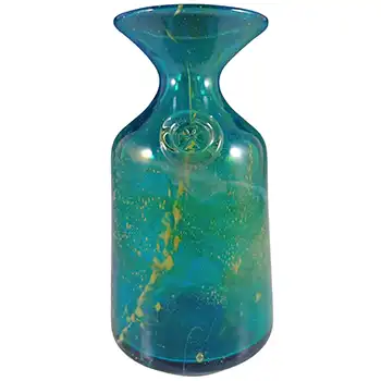 (image for) SIGNED Mdina 'Blue Summer' Maltese Cross Glass Vase / Carafe