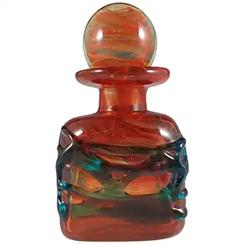 (image for) SIGNED Mdina Random Strapped Maltese Red & Blue Glass Bottle