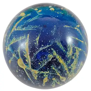 (image for) SIGNED Mdina 'Roman' Maltese Blue & Yellow Glass Paperweight