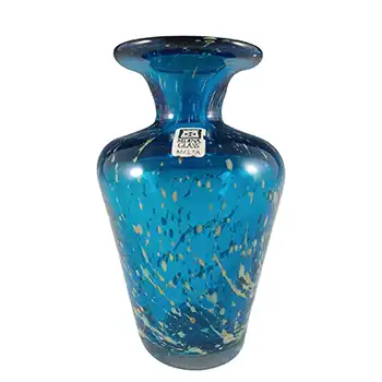 (image for) LABELLED Mdina 'Blue Summer' Maltese Glass Flared Vase