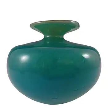 (image for) SIGNED Mdina Bubbly Maltese Blue & Yellow Glass Vase