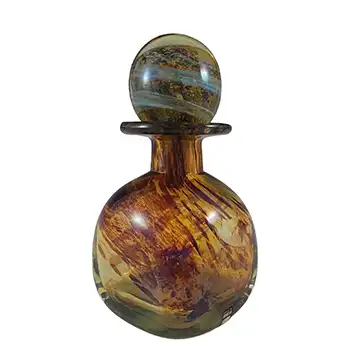 (image for) SIGNED Mdina 'Tortoiseshell' Maltese Brown Glass Decorative Bottle