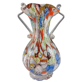(image for) Murano / Venetian Millefiori Canes Multicoloured Glass Vase