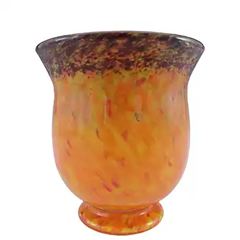 (image for) Monart or Hantich? Vintage Orange, Yellow & Black Vintage Glass Vase